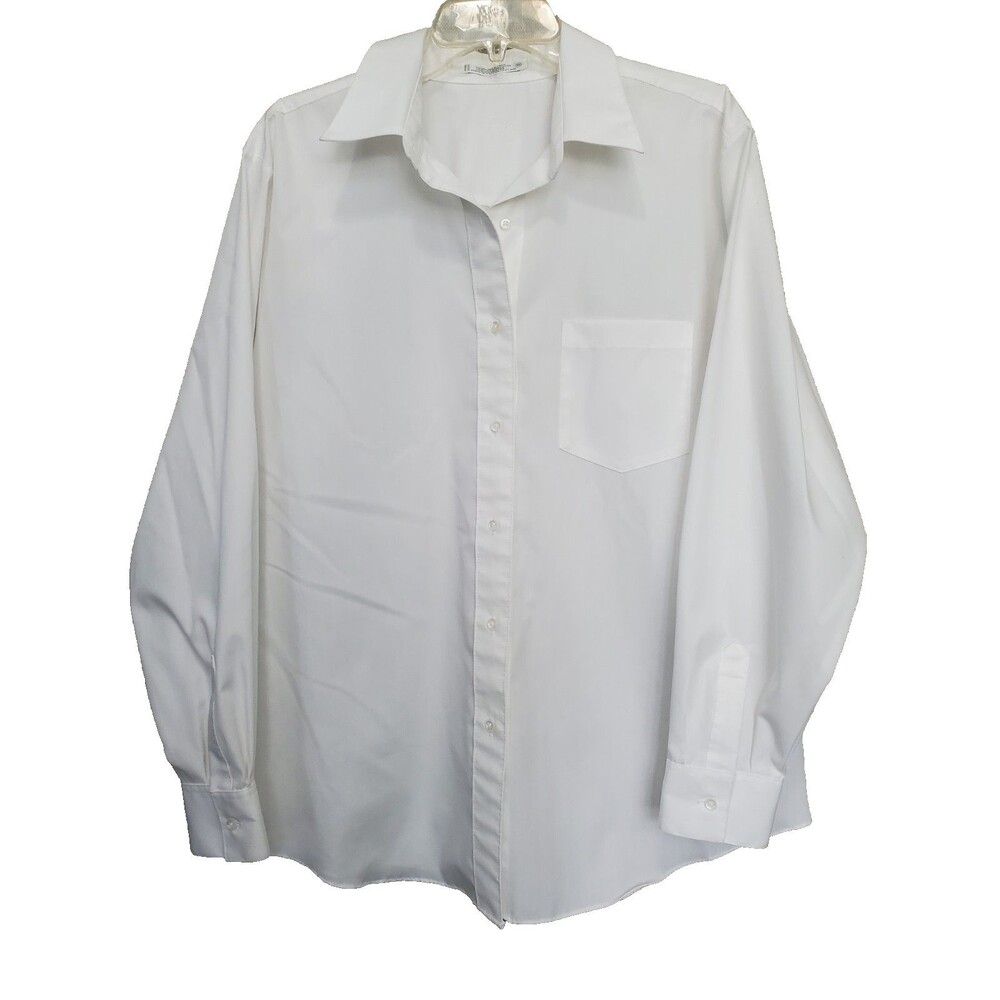 Foxcroft Wrinkle Free Cotton Blend White Button-Up Shirt Size 16